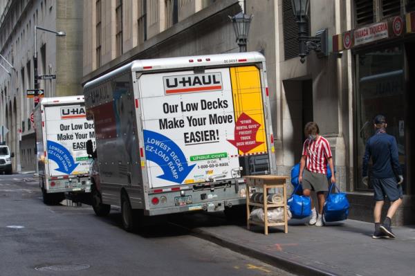 UHaul truck loading in NYC